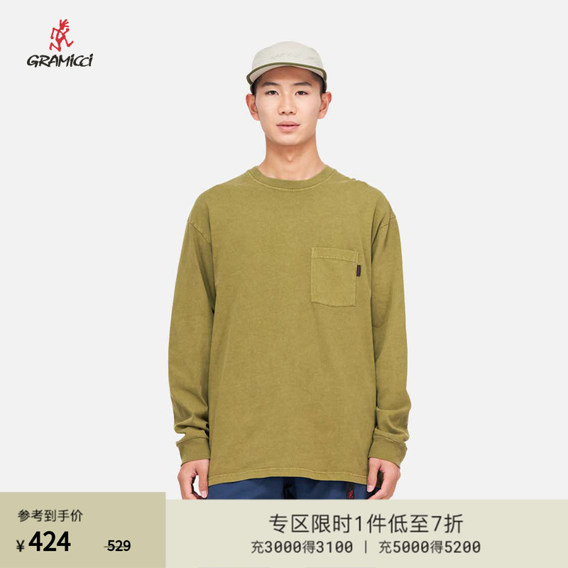 【25春】GRAMICCI小野人新品洗水褪色效果情侣款长袖T恤T093-PG