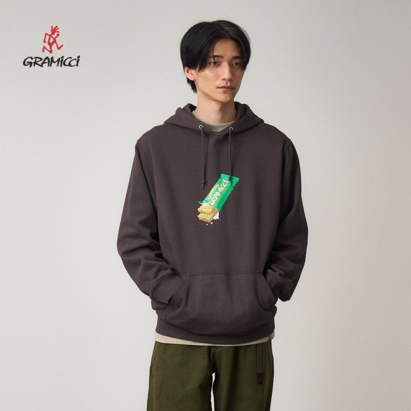 GRAMICCI小野人休闲宽松印花设计针织连帽衫卫衣上衣G5FU-J091