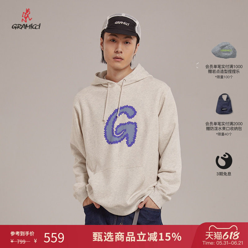 GRAMICCI小野人户外休闲印花套头外套上衣男女连帽卫衣G3SU-J061