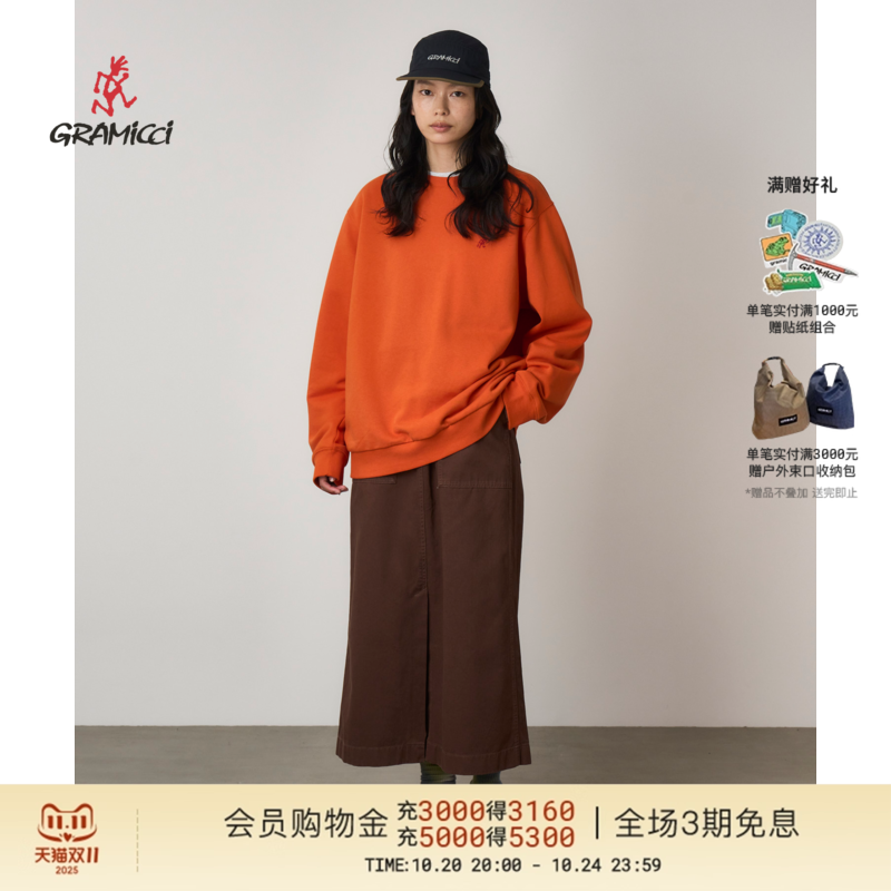 GRAMICCI小野人25秋刺绣小野人LOGO圆领套头卫衣G308-FT
