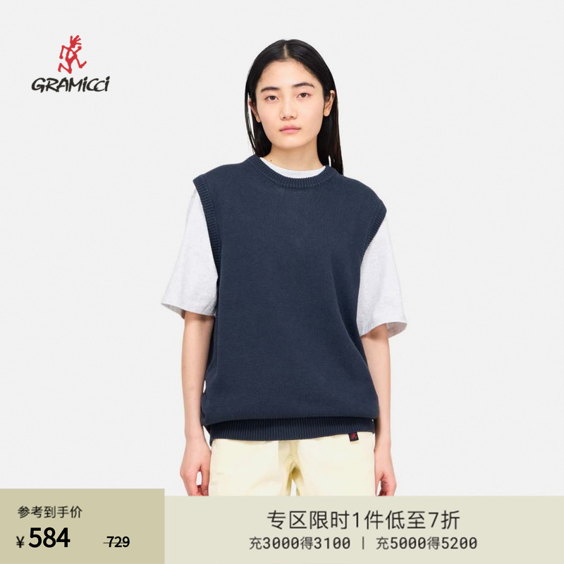 GRAMICCI小野人男女同款休闲针织慵懒马甲上衣G5SU-J048