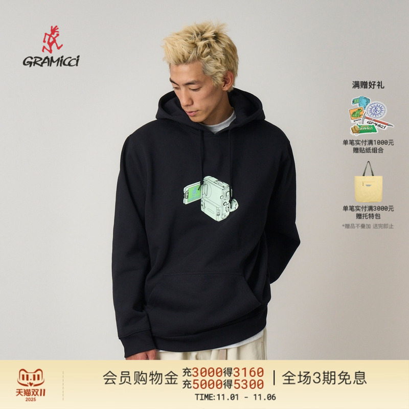 GRAMICCI小野人印花图案宽松休闲舒适针织连帽衫卫衣G5FU-J134