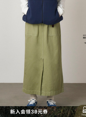 GRAMICCI小野人山系女士前开叉休闲A字纯棉半身裙长裙G3SW-SK069