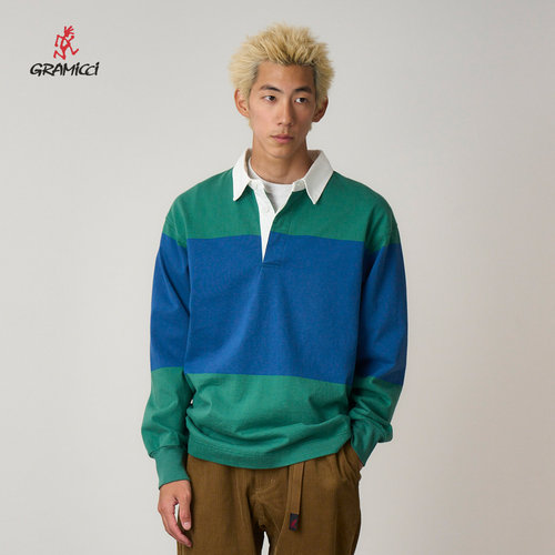GRAMICCI小野人秋款POLO领运动休闲长袖棉衬衫G5FM-J141