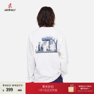 【25春】GRAMICCI小野人新品巨石阵图案圆领长袖T恤T170情侣款T恤