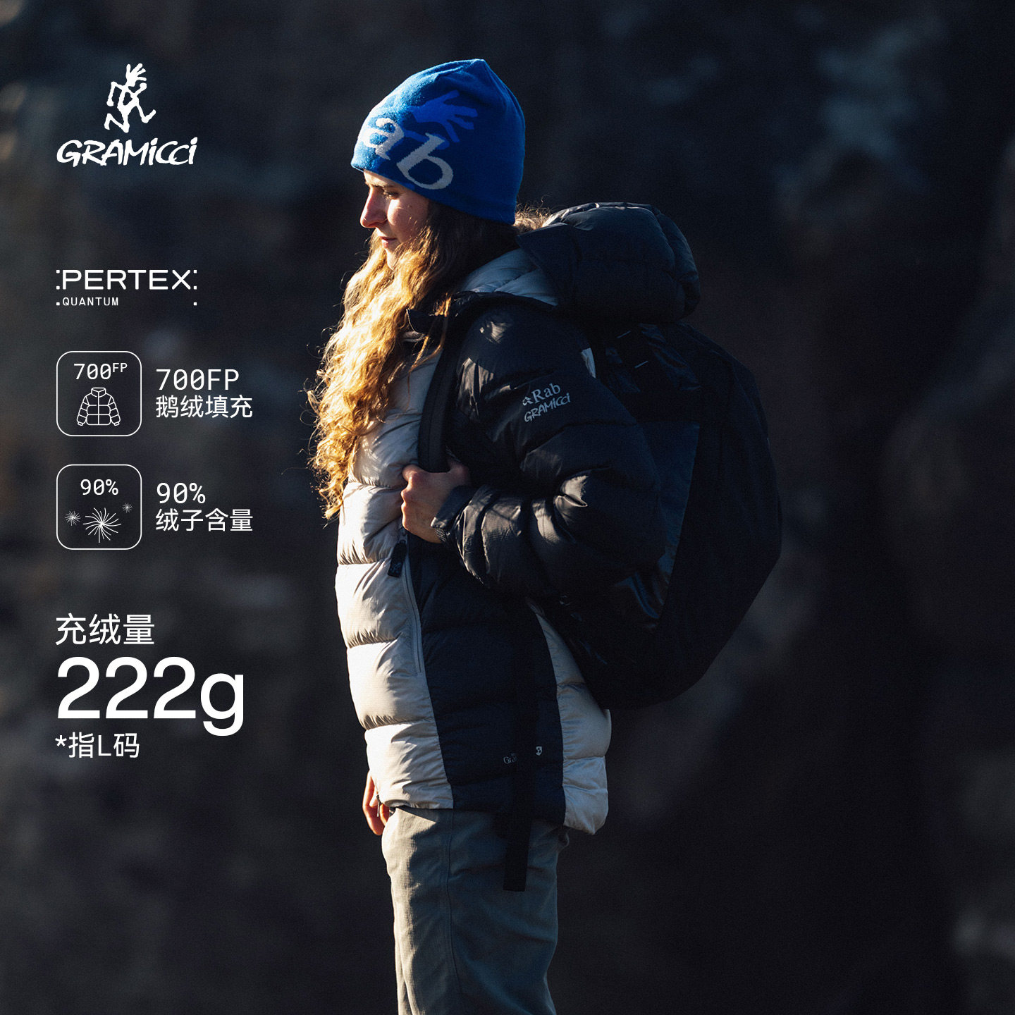 【RAB联名】GRAMICCI小野人男女同款休闲连帽鹅绒羽绒服QDC-14