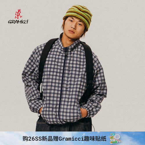 户外格纹拉链外套上衣