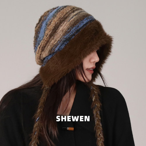 原创大头围针织包头帽流苏