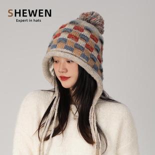 川西旅游流苏加绒毛球针织帽大头围套头帽雷锋帽东北帽子长白山