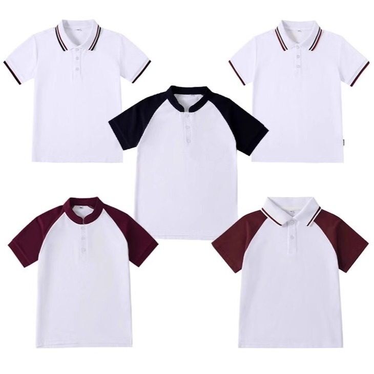 中小学生校服短袖t恤polo衫夏季学院风上衣班服百树教育透气舒适T
