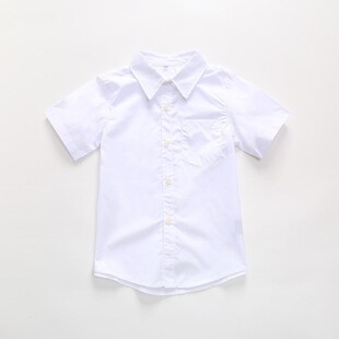 中小学生校服儿童白衬衫男童短袖班服打底白色衬衣园服夏季学院风