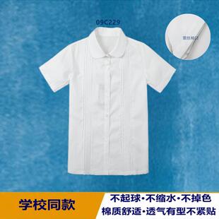 短袖 伊顿同款 英伦夏季 白色双花边衬衫 09C229 中小学生女童棉半袖
