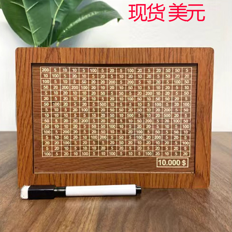 Money Box with Counter家居质柜台美元存钱罐儿童礼物木制工艺品