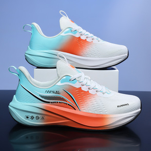 运动鞋碳板轻便跑鞋透气男鞋初中生竞速跑步鞋大童减震软底网面鞋