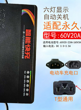 高端六灯适用永久电动车电瓶充电器48V60V20AH72V20AH32Ah40A