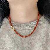 天然川料南红玛瑙满色满肉锁骨链万能链吉祥如意财运新中式 项链女