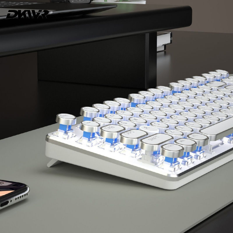 高颜值多模无线机械键盘套装青轴电脑游戏电竞适用单色背光兼容iO