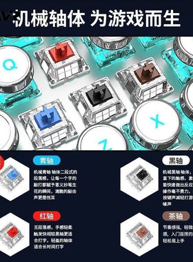 复古电竞圆键黑青轴机械键盘鼠标套装混光有线游戏专用WindowsAnd