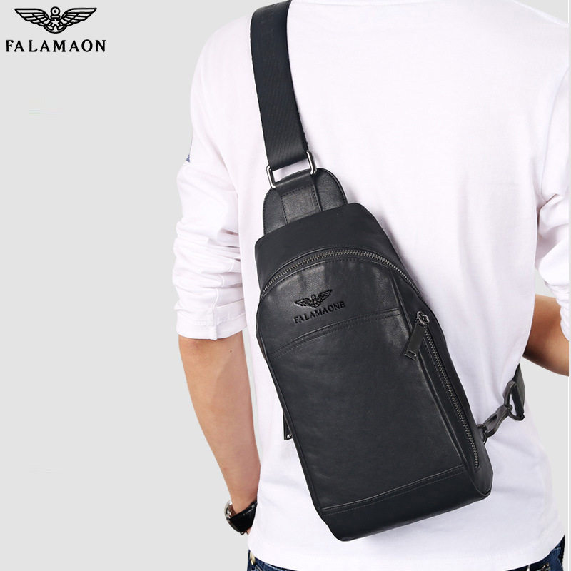 法莱阿玛尼真皮胸包男单肩斜挎包时尚休闲胸前商务背包头层牛皮,箱包皮具/热销女包/男包,胸包,淘宝优惠券,粉丝福利购,淘宝优惠卷