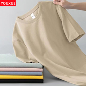纯色圆领短袖 半袖 t恤男宽松大码 上衣打底衫 体恤 百搭韩版 潮牌夏季
