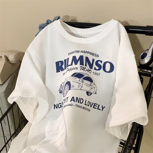 日常潮新款时尚潮牌男圆领五分袖文艺夏季青春流行城市风貌T恤ins