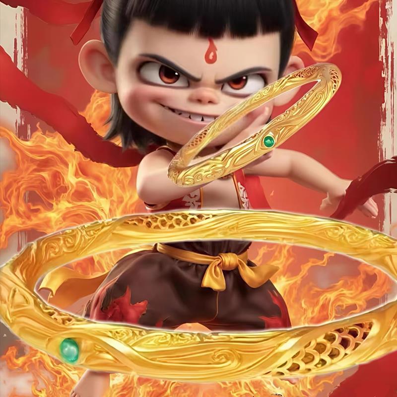 儿童玩具哪2咤周边哪魔吒童闹海手镯乾坤圈手镯男女同款戒指干3
