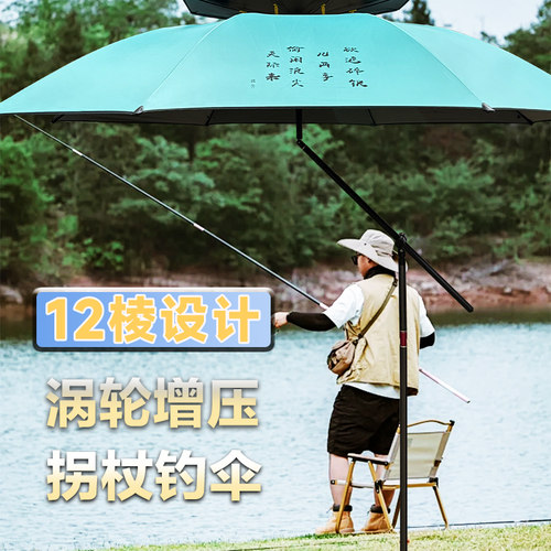 ALVLANG阿驴郎2024新款遮天加厚黑胶钓鱼伞户外遮阳加固拐杖钓伞