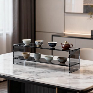 轻奢亚克力博古架茶具收纳多宝格桌面展示架办公桌面置物架可定制