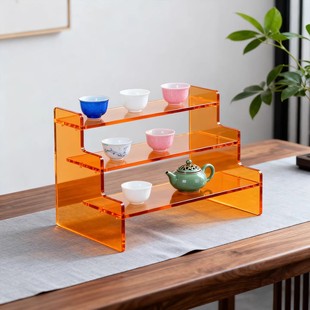 亚克力多层多宝格博古架三层桌面收纳展示架轻奢多功能茶具置物架