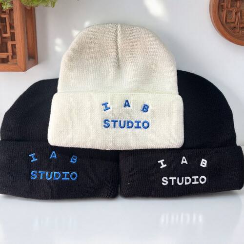 新款iab studio简约保暖字母刺绣秋冬情侣款高尔夫户外运动针织帽
