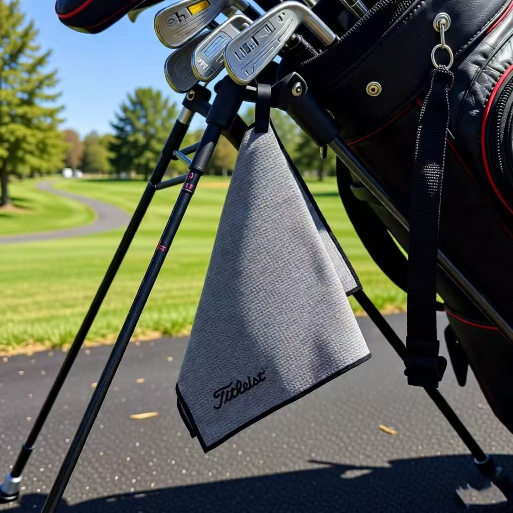 跨境新款高尔夫GOLF球配件专用擦球杆毛巾刺绣LOGO标识清洁首选