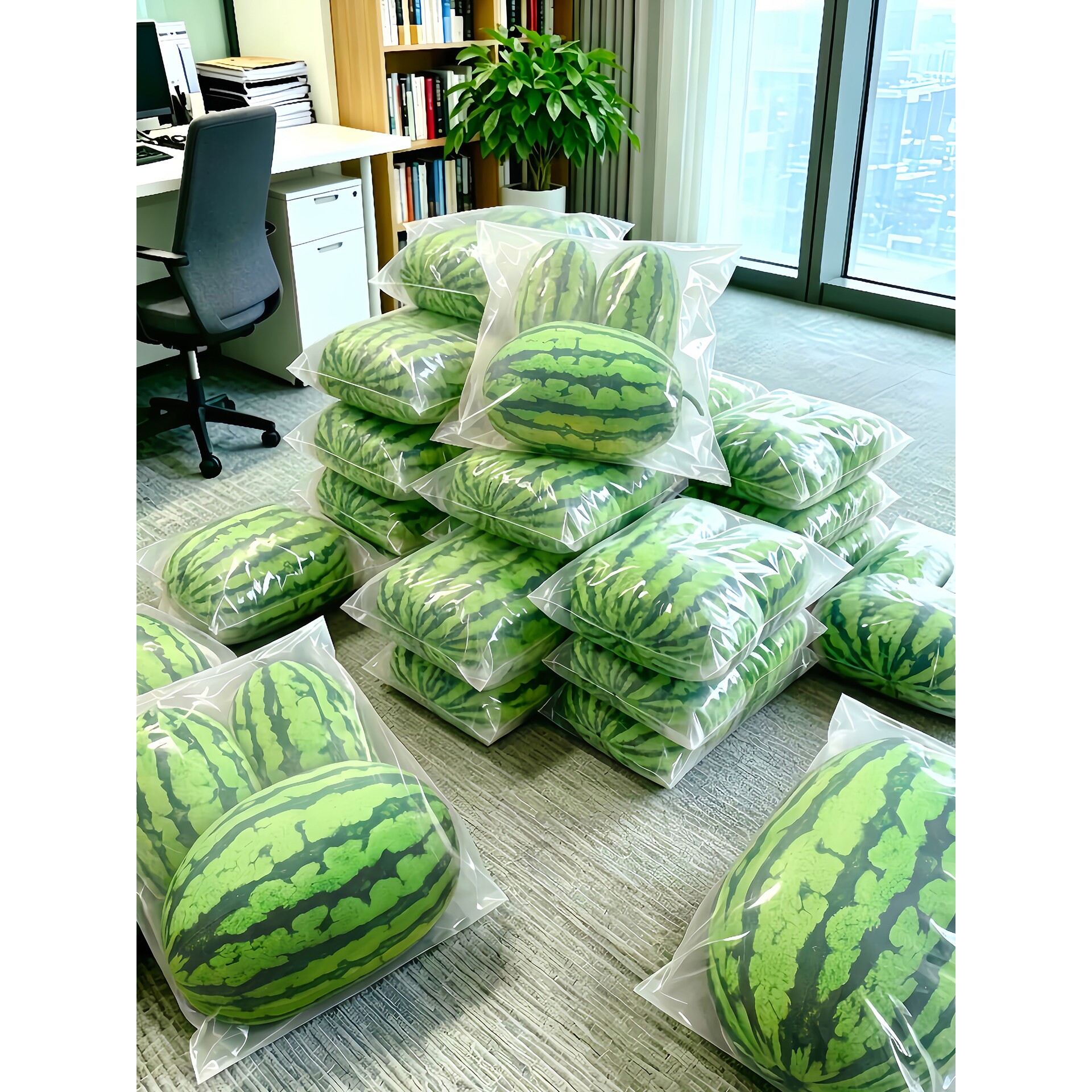西瓜抱枕沙发客厅靠垫可爱靠背午睡仿真水果夏天玩偶公仔礼物装饰