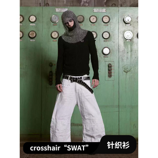 CROSSHAIR SWAT半高领拉链针织衫 黑色保暖毛衣 冬季百搭款上衣