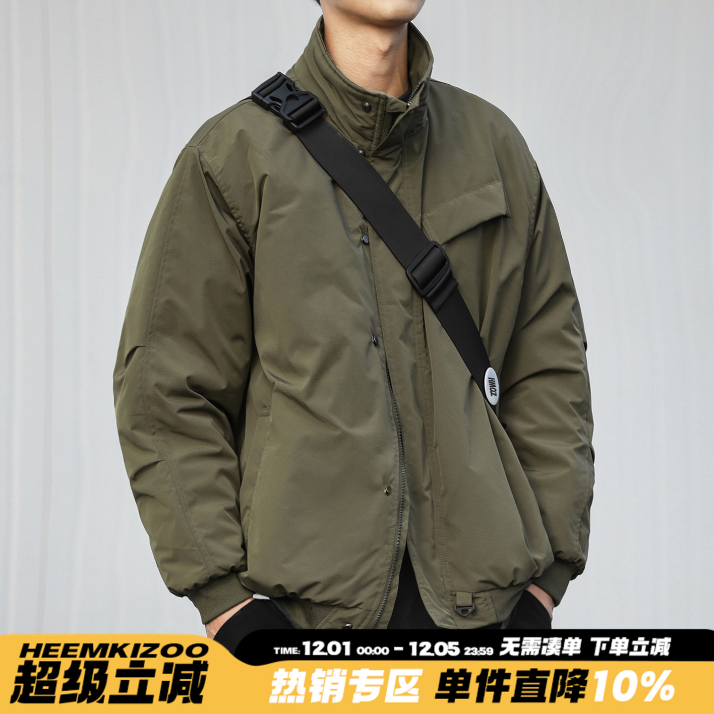 3M新雪丽棉HEEMKIZOO日系复古冬季男美式棉衣立领机能棉服外套潮