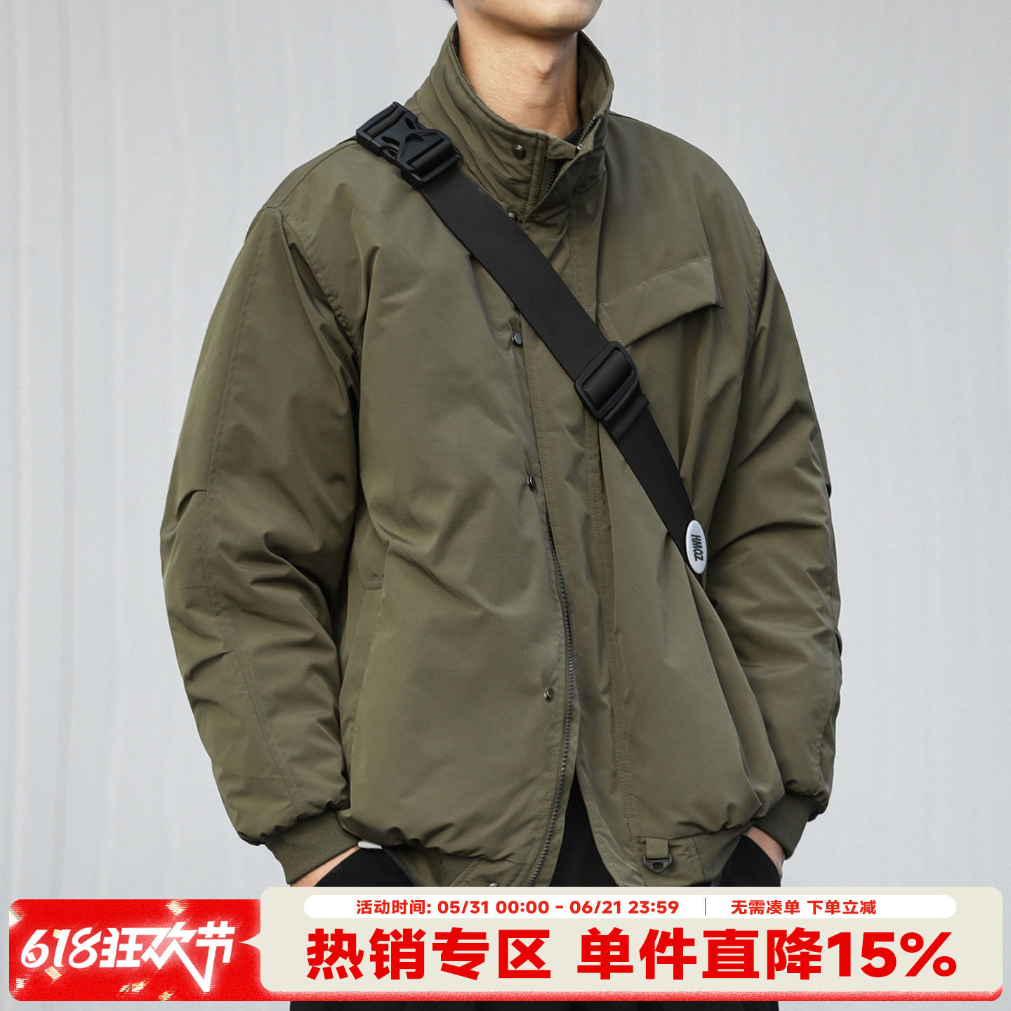 3M新雪丽棉HEEMKIZOO日系复古冬季男美式棉衣立领机能棉服外套潮