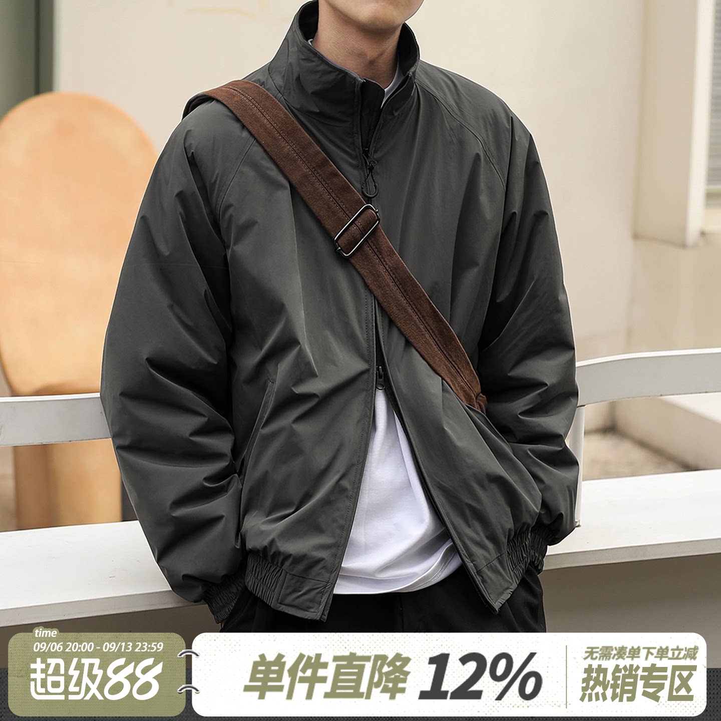 HEEMKIZOO男款休闲立领棉服夹克潮牌休闲棉衣宽松舒适保暖外套