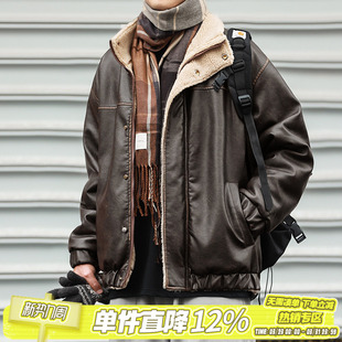 美拉德夹克复古搽色皮衣休闲百搭棉衣外套 男款 HEEMKIZOO美式 冬季