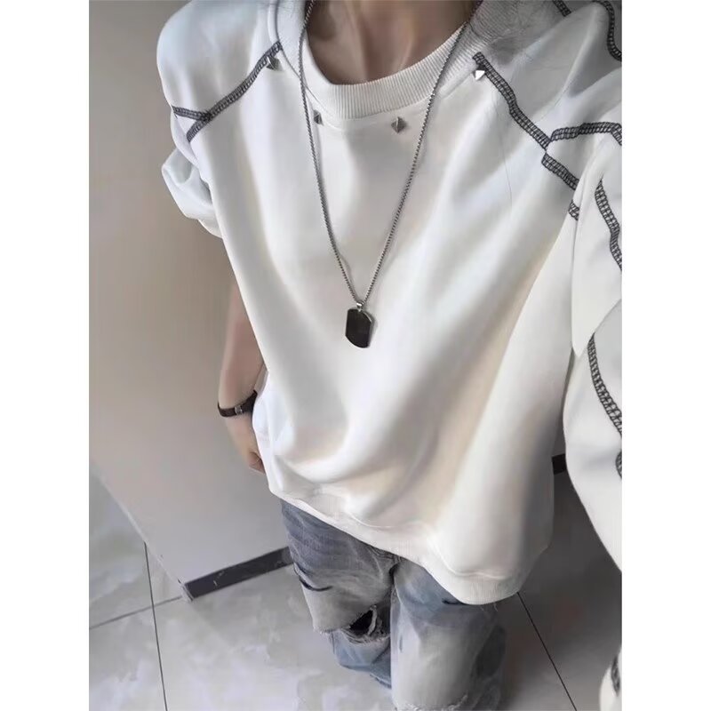 颖膝重磅圆领卫衣男春秋潮牌上衣