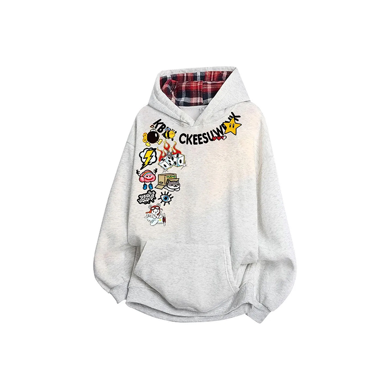 颖膝重磅连帽卫衣男秋冬季潮牌