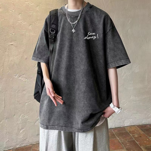 【纯棉面料】洗水做旧半袖上衣