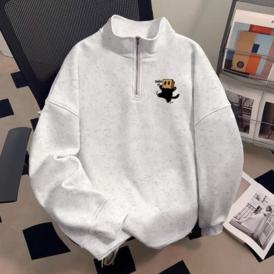 颖膝美式扎染半拉链立领卫衣男款