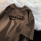 青少年宽松休闲百搭五分半袖 美式 复古重磅纯棉t恤男夏季 体恤上衣