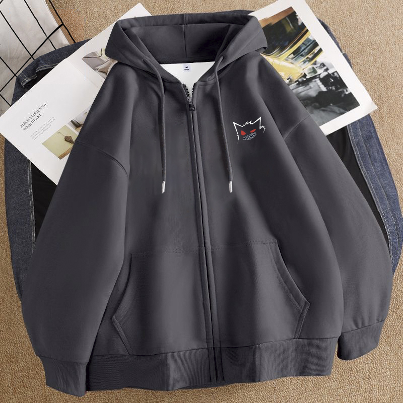 颖膝开衫连帽卫衣男士ins潮牌