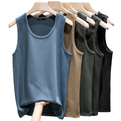 颖膝双面德绒保暖背心男士秋冬季