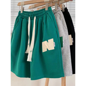 潮流休闲运动五分卫裤 美式 港风宽松中裤 男ins潮牌夏季 华夫格短裤