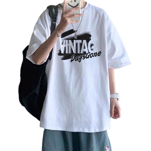 纯棉短袖t恤男款夏季ins美式高街潮流情侣百搭半袖体恤休闲上衣服