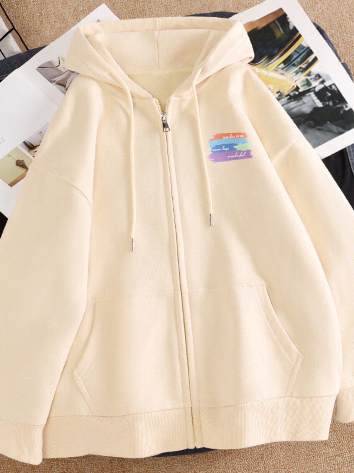 벨벳 두꺼운 지퍼 스웨터 남성 가을 겨울 2024 새로운 기능 트렌디 브랜드 특대 후드 가디건 재킷