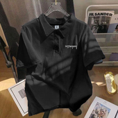 痞帅休闲宽松凉感半袖 翻领短袖 体恤上衣ins潮 夏季 美式 polo衫 男士