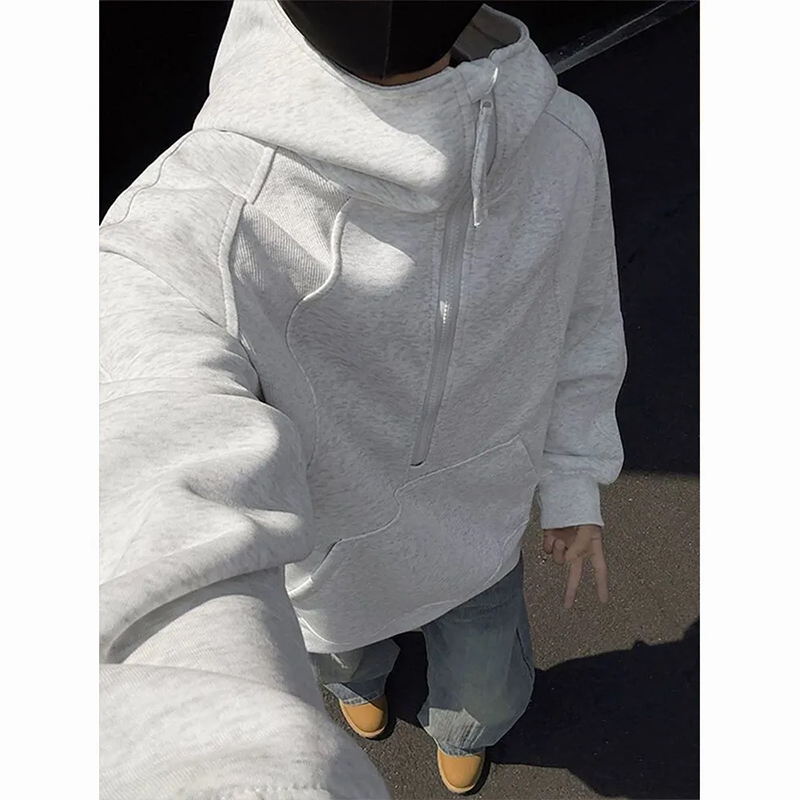 颖膝重磅解构连帽卫衣男春秋季潮