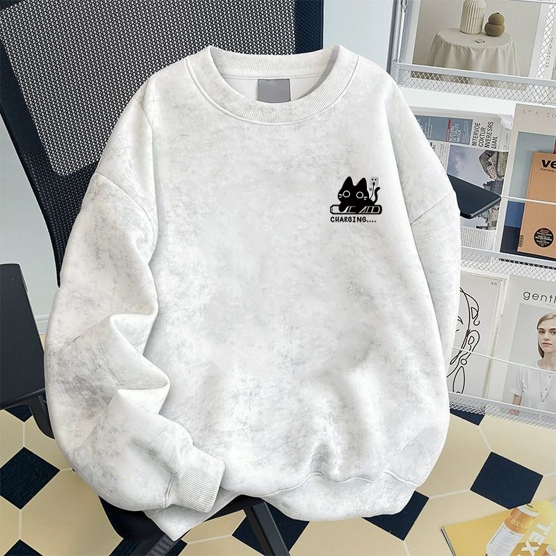 颖膝美式扎染圆领卫衣男秋冬季